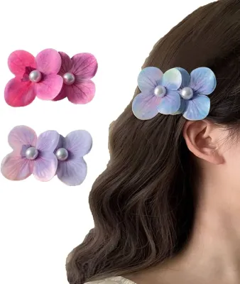 Trendy Double Flower Pearl Hair Clip